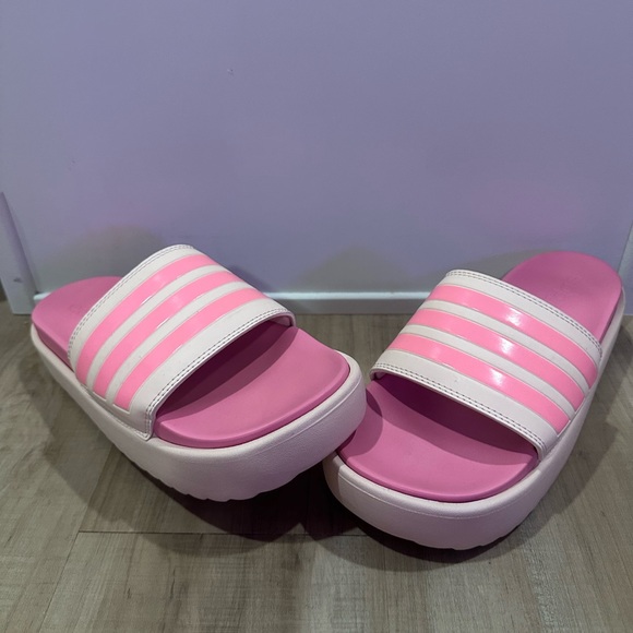 adidas White and Pink Platform Sandals - Picture 5 of 6